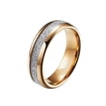 thumbnail image 1 of PAMTIER 6mm Unisex Tungsten Steel Domed Rose Gold Carbon Fiber Imitated Meteorite Inlaid Stackable Ring Promise Wedding Band Comfort Fit Size 12, 1 of 5
