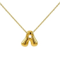PAMTIER A to Z Bubble Letter Necklace for Women Chunky Gold Balloon Initial Pendant Necklaces Cute Trendy Alphabet Charm Jewelry Letters A