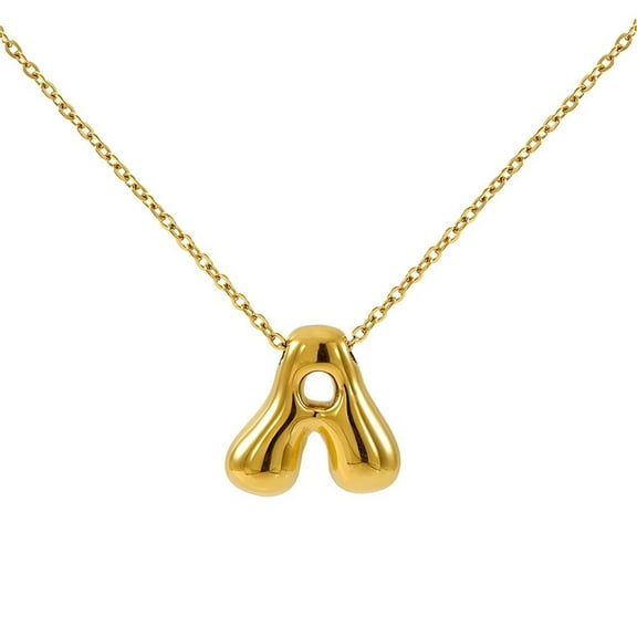 PAMTIER A to Z Bubble Letter Necklace for Women Chunky Gold Balloon Initial Pendant Necklaces Cute Trendy Alphabet Charm Jewelry Letters A