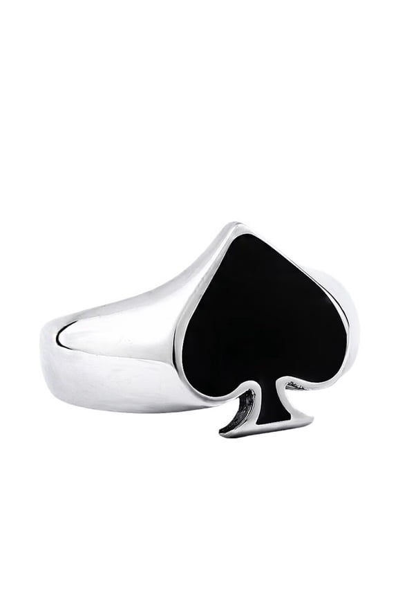 Ace of Spades Ring Men Women Stainless Steel Poker Luck Punk Rock Gambler Biker Rings Casino Style Jewelry Size 10