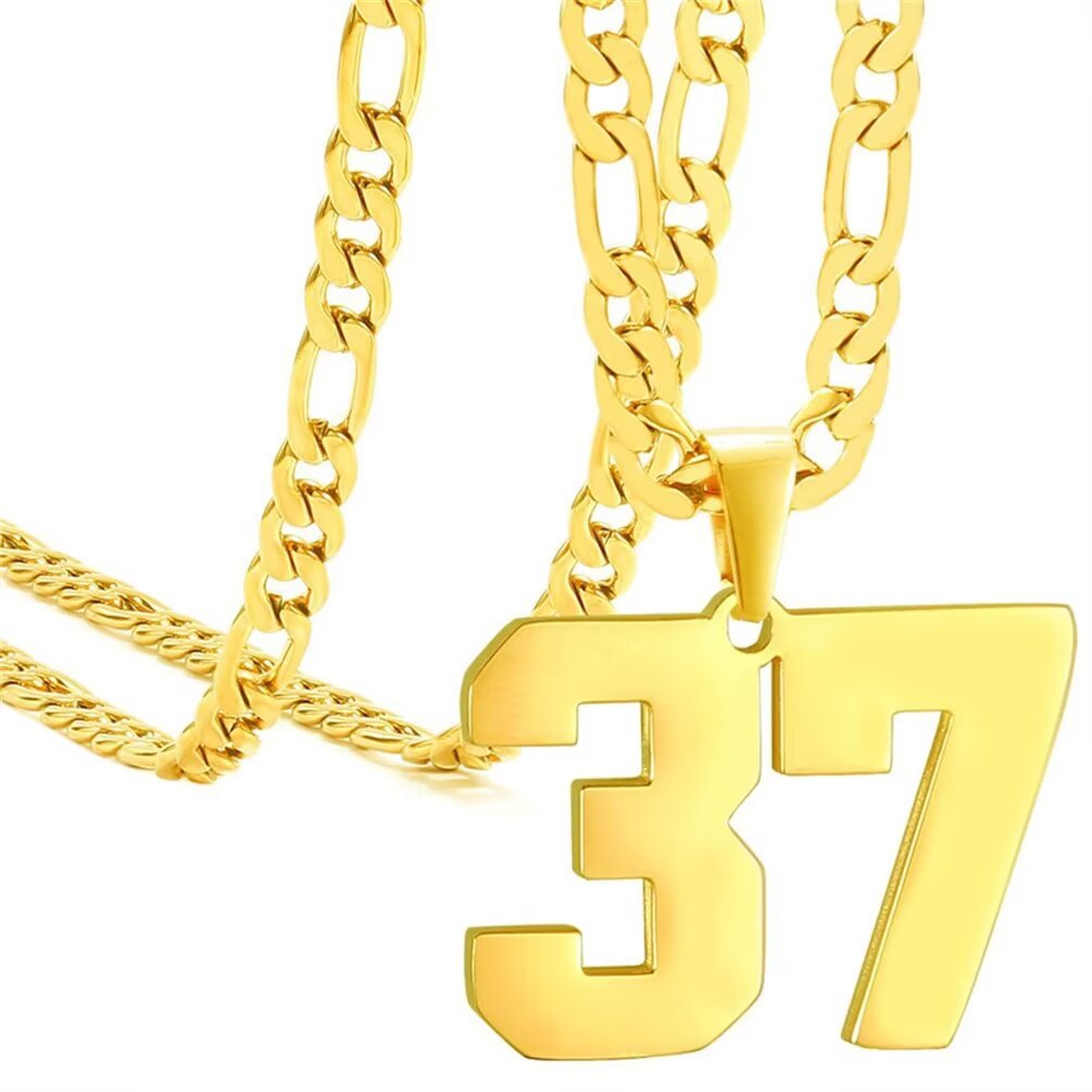 PAMTIER Athletes Number 0-99 Pendant Necklace for Men Women Stainless ...