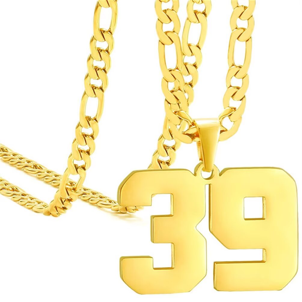 PAMTIER Athletes Number 0-99 Pendant Necklace for Men Women Stainless ...
