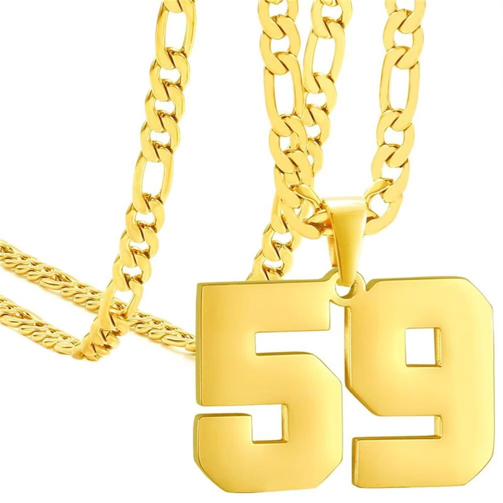 PAMTIER Athletes Number 0-99 Pendant Necklace for Men Women Stainless ...