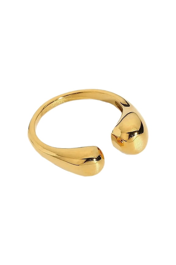 Chunky Rings for Women Open Twist Stackable Adjustable Statement Teardrop Ring Stainless Steel Minimalist Band Jewelry Gold