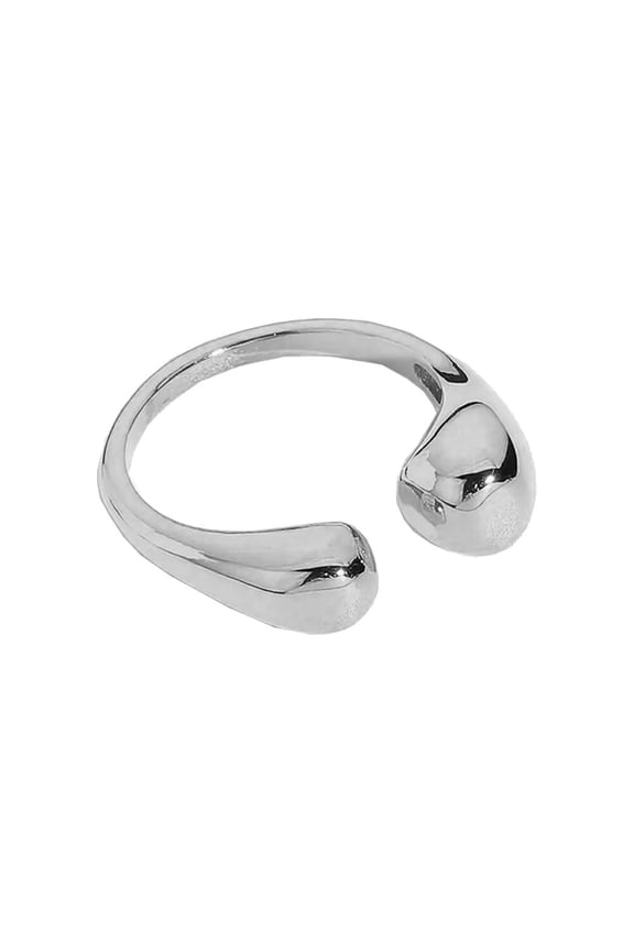 Chunky Rings for Women Open Twist Stackable Adjustable Statement Teardrop Ring Stainless Steel Minimalist Band Jewelry Silver