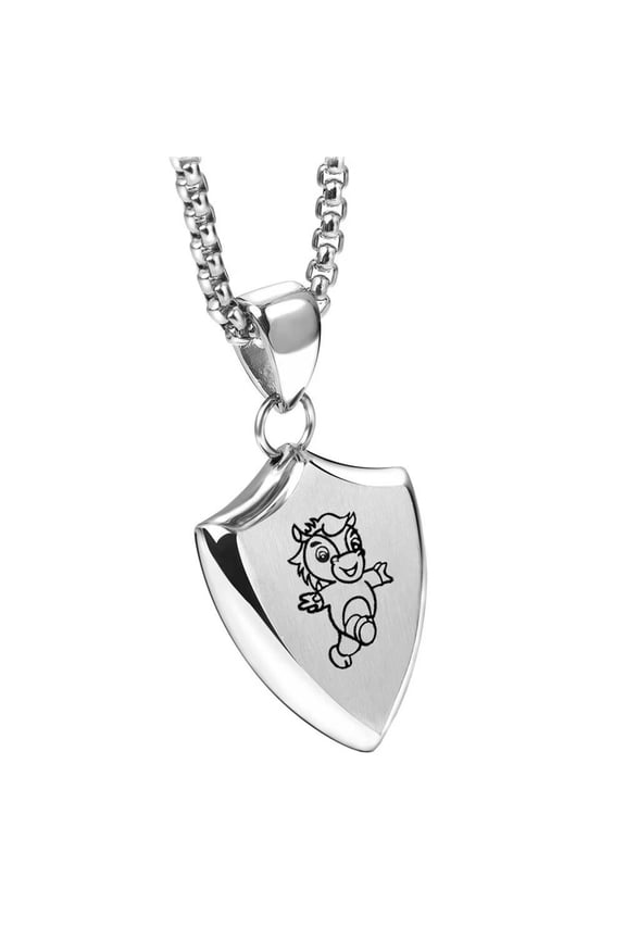 Classic Unisex Stainless Steel Personality Simple Triangles 12 Chinese Zodiac Biker Pendant Horoscopes Necklace Animal Charm Silver Horse