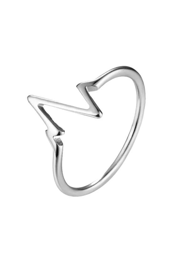 ECG Heartbeat Ring for Women Stainless Steel Band with Electrocardiogram Line Design Minimalist Personalized Jewelry Silver Size 7