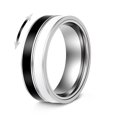 thumbnail image 1 of PAMTIER Fidget Spinner Ring for Anxiety Relief Men Women Spinner Rings Rotatable Stainless Steel Band with Black White Spinning Stripes Size 11, 1 of 5