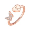 thumbnail image 1 of PAURO Initial Rings for Women Butterfly Silver Rose Gold Plated Open Adjustable Letter A-Z Cubic Zirconia Cute Name Stainless Steel Cute Statement Dainty Capital Monogram Jewelry Rose Gold Letter K, 1 of 2
