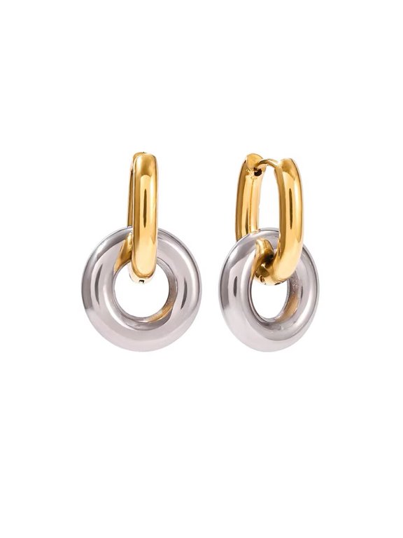 Interlocking Chunky Hoop Earrings for Women Trendy Stainless Steel Minimalist Personality Classic Jewelry Silver Gold