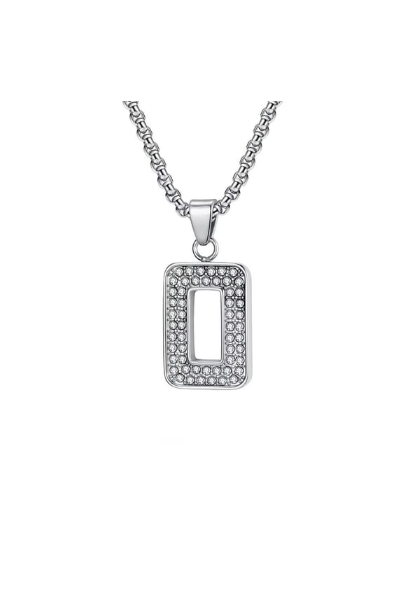 Jewelry Retro Zircon Lucky Numbers Hip Hop Street Personality Trend Basketball Numbers 0-9 Talisman Necklaces Silver with Chain
