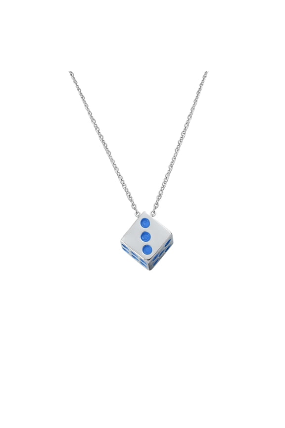 Lucky Cube Dice Charm Necklace for Men Casino Game Lover Gift Dark Aesthetic Streetwear Accessory Trendy Hip Hop Party Stainless Steel Chain Silver with Chain