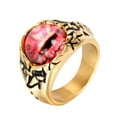 thumbnail image 1 of PAMTIER Men Stainless Steel Retro Punk Evil Devil Bloody Pink Eye Gothic Biker Dragon Eyes Ring of Hell Demon Ghost Diamond Gold Black Size 11, 1 of 3