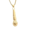 thumbnail image 1 of PAMTIER Men Stainless Steel Vintage Personality Punk Singer Musical Microphone Pendant Necklace Minimalist Jewelry Gold Free Chain, 1 of 6