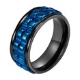 thumbnail image 1 of PAMTIER Men's 8mm Stainless Steel Personality Hip Hop Cool Heavy Brick Double Blue Gear Rotatable Fidget Ring Anxiety Wedding Band Black Size 9, 1 of 6