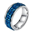 thumbnail image 1 of PAMTIER Men's 8mm Stainless Steel Personality Hip Hop Cool Heavy Brick Double Blue Gear Rotatable Fidget Ring Anxiety Wedding Band Silver Size 11, 1 of 5