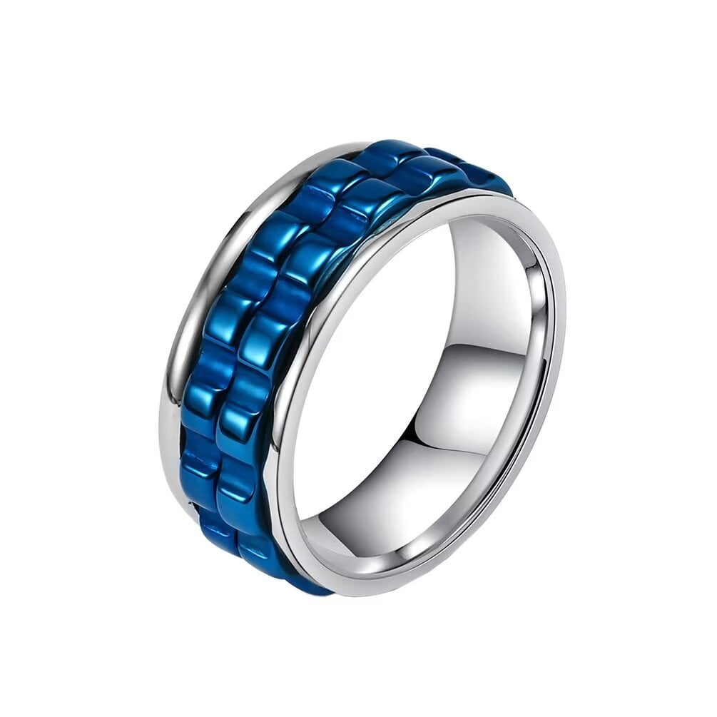 PAMTIER Men's Stainless Steel Snake Pattern Wedding Ring - 8mm Wide, Promise Band For Men/Women