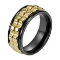 thumbnail image 1 of PAMTIER Men's 8mm Stainless Steel Personality Hip Hop Cool Heavy Brick Double Gold Gear Rotatable Fidget Ring Anxiety Wedding Band Black Size 11, 1 of 5