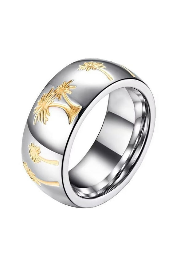 Men's 9mm Stainless Steel Simple Classic Dome Plain Family Tree of Life Signet Ring Lucky Amulet Couple Wedding Band Silver Gold Size 9