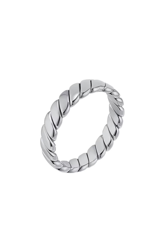 Men's Stainless Steel 4.5MM Vintage Minimalist Geometrical Statement Ring Silver Size 9
