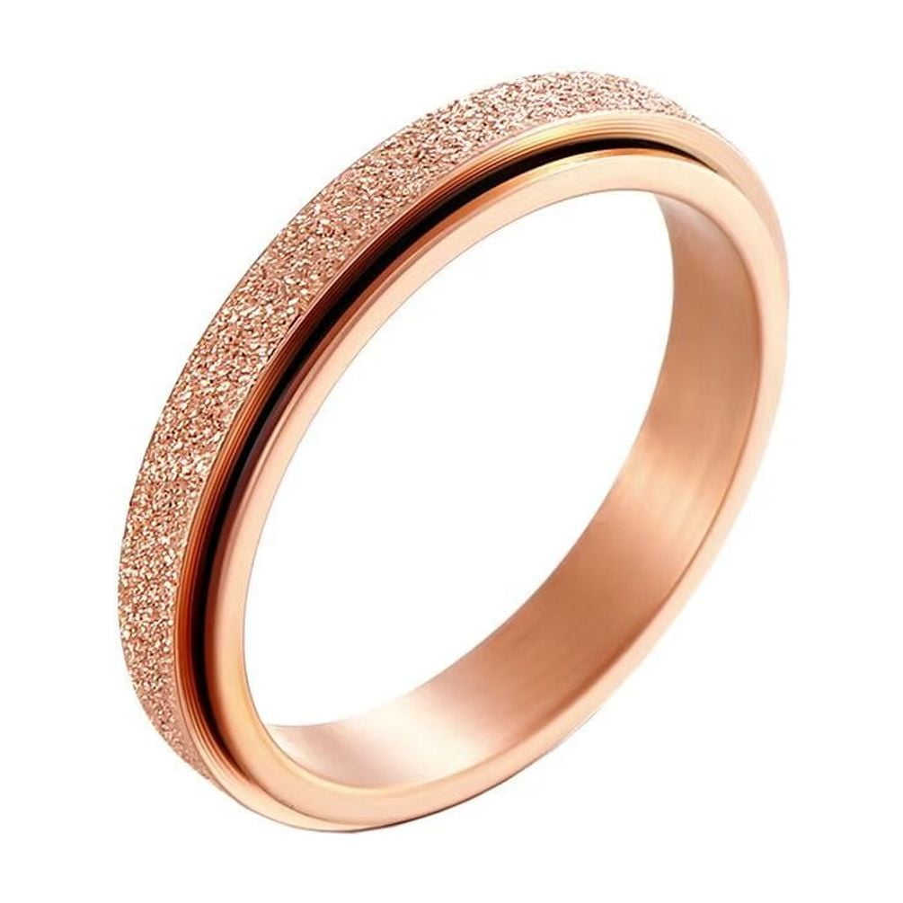 PAMTIER Men's Stainless Steel 4mm Stackable Sandblasted Finished ...