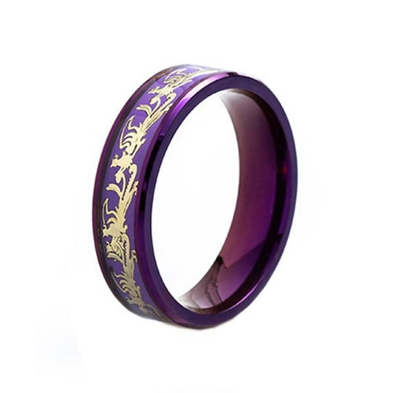 PAMTIER Men's Stainless Steel 6MM High Polished Animal Phoenix Wedding Band Ring Purple Size 12