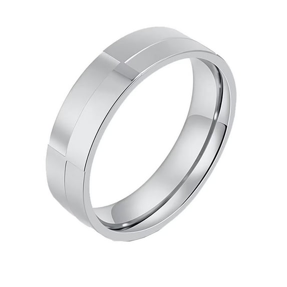 PAMTIER Men's Stainless Steel 6MM Personalized Creative Simple Wedding Band Ring Silver Size 6
