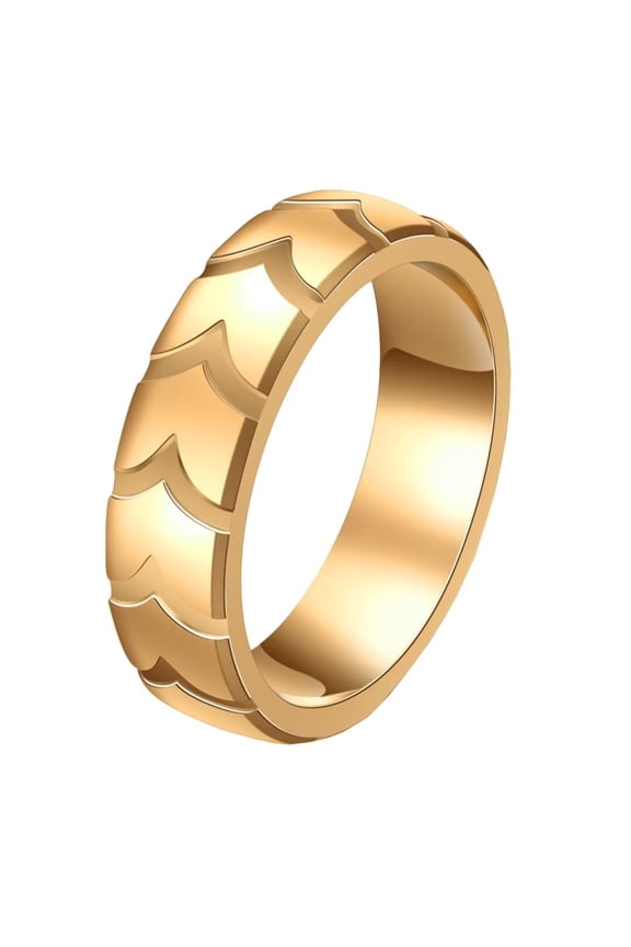 Men's Stainless Steel 6mm Mechanic Tire Tread Grooved Biker Ring Gothic Punk Motorcycle Style Engagement Wedding Bands Gold Size 11