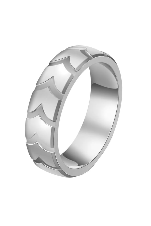 Men's Stainless Steel 6mm Mechanic Tire Tread Grooved Biker Ring Gothic Punk Motorcycle Style Engagement Wedding Bands Silver Size 11