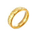 thumbnail image 1 of PAMTIER Men's Stainless Steel 6mm Personality Cool Hammered Irregular Honeycomb Textured Bump Pattern Ring Brushed Finish Statement Gold Size 8, 1 of 5