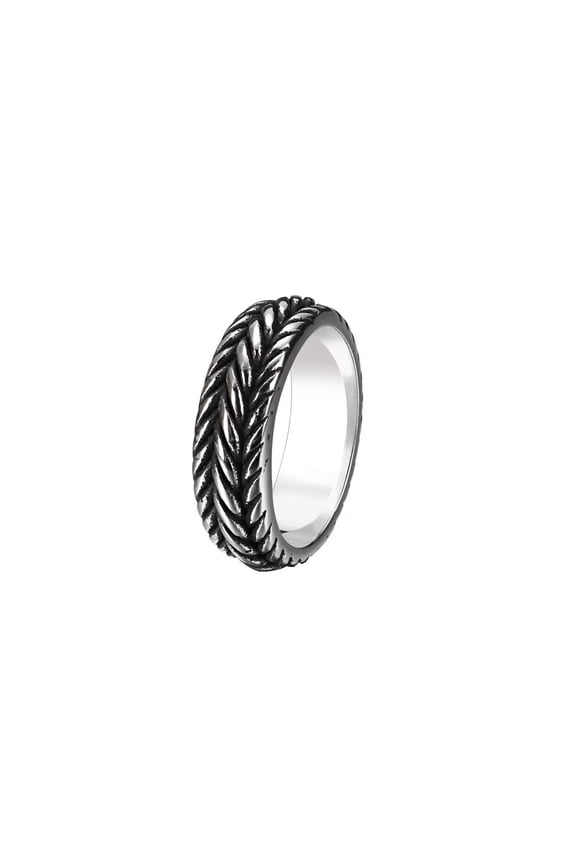 Men's Stainless Steel 7mm Vintage Interlace Woven Twist Chain Pattern Biker Ring Gothic Punk Motorcycle Style Wedding Band Silver Size 8