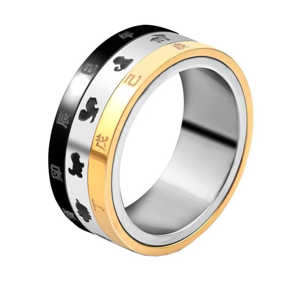 PAMTIER Men's Stainless Steel 8MM Creative Zodiac Rotatable Ring Size 7