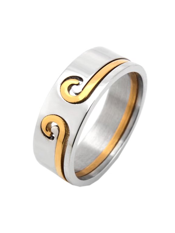 Men's Stainless Steel 8MM Vintage Sun Wukong Monkey King Golden Hoop Amulet Ring Gold Size 12