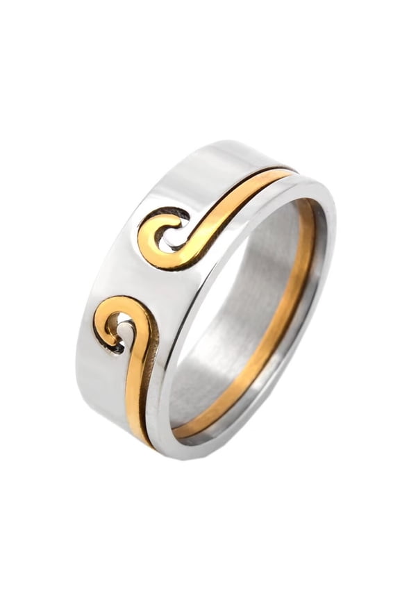 Men's Stainless Steel 8MM Vintage Sun Wukong Monkey King Golden Hoop Amulet Ring Gold Size 7