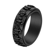 PAMTIER Men's Stainless Steel 8mm Personalized Vintage Scorpion Biker Rotatable Ring Punk Style Black Size 12
