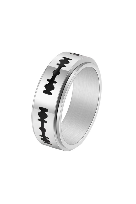 Men's Stainless Steel 8mm Vintage Punk Personality Double Edge Blades Pattern Rotatable Fidget Biker Ring Anxiety Worry Band Silver Size 6