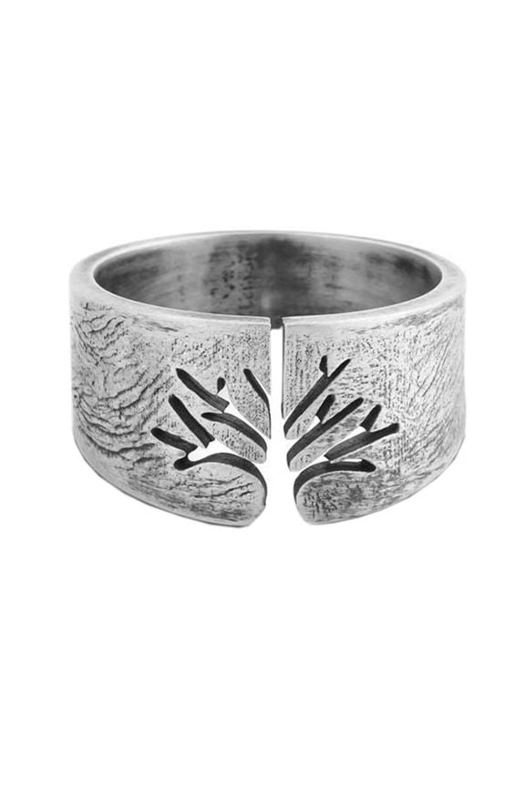 Men's Stainless Steel Anniversary Ring Retro Tree of Life Signet Band Open Design Ancient Silver Size 8