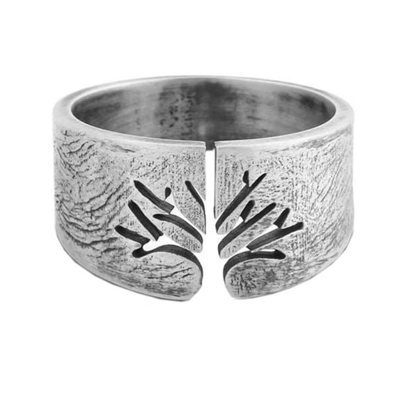 PAMTIER Men's Stainless Steel Anniversary Ring Retro Tree of Life Signet Band Open Design Ancient Silver Size 8