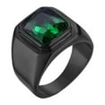 thumbnail image 1 of PAMTIER Men's Stainless Steel Black Plated Ring with Square Green Gem Stone Size 8, 1 of 6