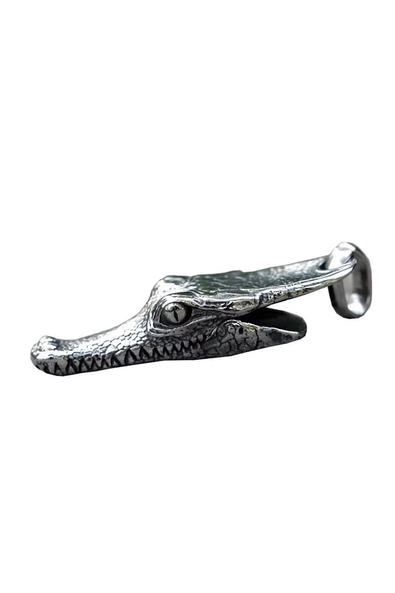 Men's Stainless Steel Creative Domineering Crocodile Biker Pendant Necklace Gothic Vintage Punk Alligator Head Personality Silver 23.6" Chain