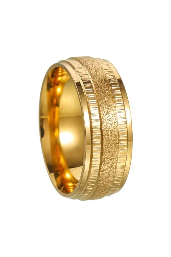 Men's Stainless Steel Creative Hip Hop 8mm Musical Piano Keys Matte Finish Sandblast Scrub Couple Ring Gold Size 7