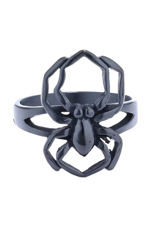 Men's Stainless Steel Personalised Punk Animal Spider Ring Black Size 13