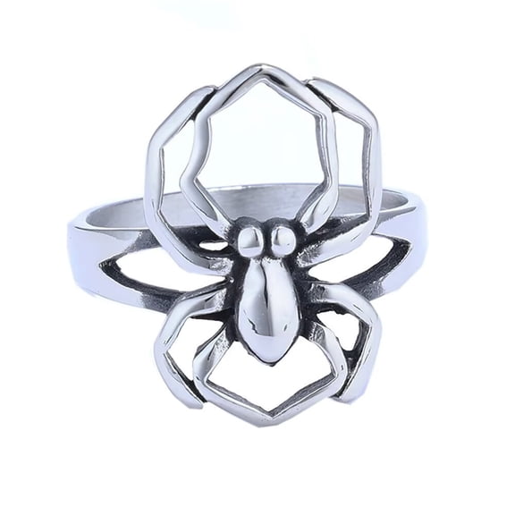 PAMTIER Men's Stainless Steel Personalised Punk Animal Spider Ring Silver Size 8