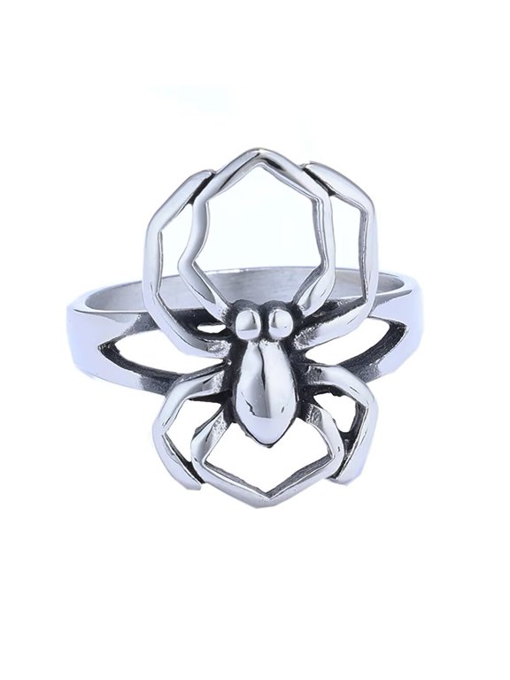Men's Stainless Steel Personalised Punk Animal Spider Ring Silver Size 8