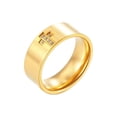 thumbnail image 1 of PAMTIER Men's Stainless Steel Personality Simple Hip Hop Church Cross Iced Out Crystal Zircon Inlay Biker Ring Couple Wedding Band Gold Size 8, 1 of 5