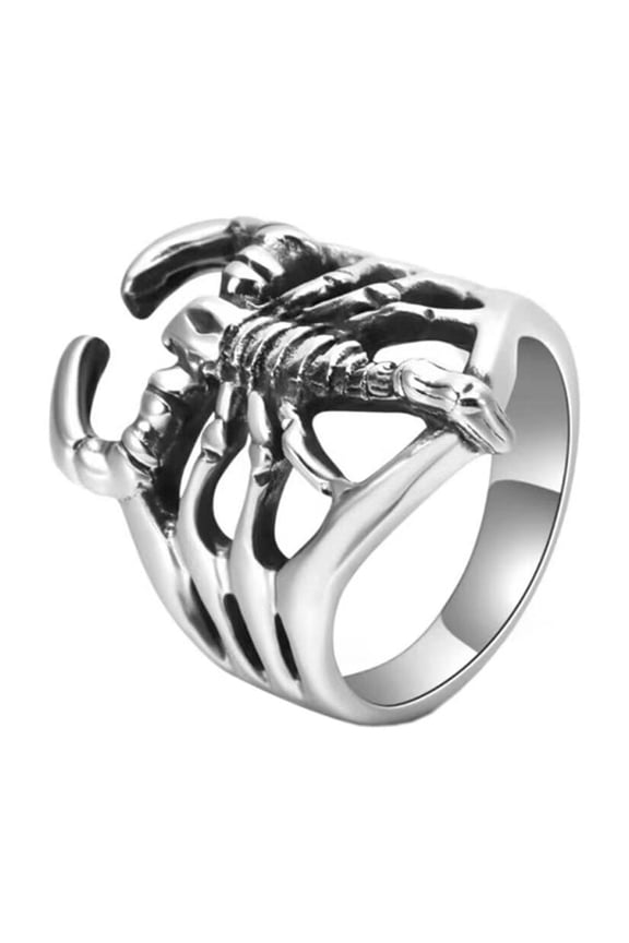 Men's Stainless Steel Personalized Vintage Animal Scorpion Biker Ring Punk Style Silver Size 11