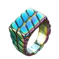 thumbnail image 1 of PAMTIER Men's Stainless Steel Retro Personality Punk Cool 14MM Twist Chain Stripe Pattern Biker Ring Hip Hop Statement Band Rainbow Size 11, 1 of 4