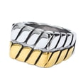 thumbnail image 1 of PAMTIER Men's Stainless Steel Retro Personality Punk Cool 14MM Twist Chain Stripe Pattern Biker Ring Hip Hop Statement Band Silver Gold Size 8, 1 of 4