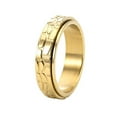 thumbnail image 1 of PAMTIER Men's Stainless Steel Retro Punk Cool Stone Texture Pattern Rotatable Fidget Ring Anxiety Band European and American Style Gold Size 5, 1 of 5