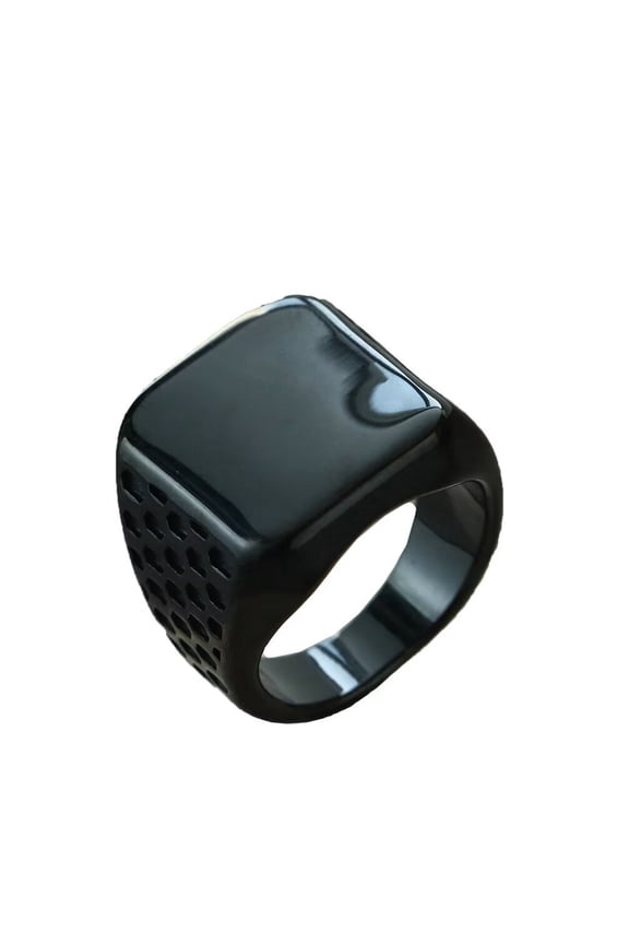 Men's Stainless Steel Retro Unique Hip Hop Punk 19MM Geometric Square Honeycomb Pattern Biker Ring Rock Statement Band Black Size 12